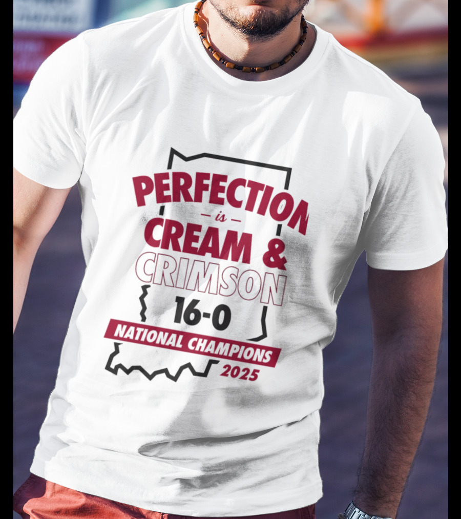 Indiana Hoosiers 2025 Perfection Is Cream And Crimson 16 0 National Champions T-Shirt