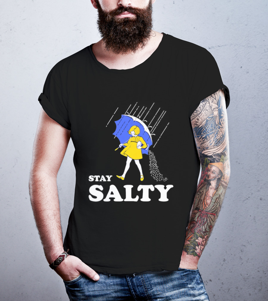 Stay Salty Girl In Yellow With Blue Umbrella T-Shirt