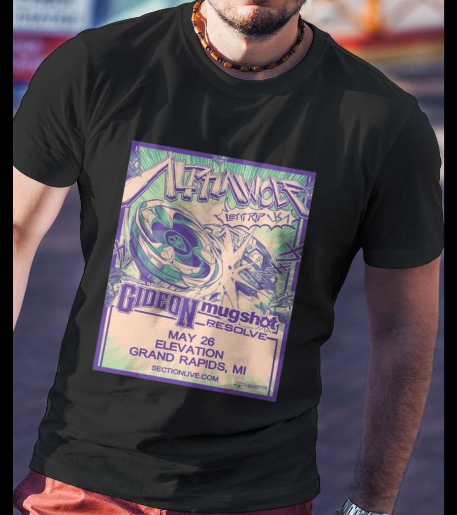 Alpha Wolf Let It Rip USA Tour 2026 May 26 Grand Rapids MI Gideon Shot Resolve T-Shirt