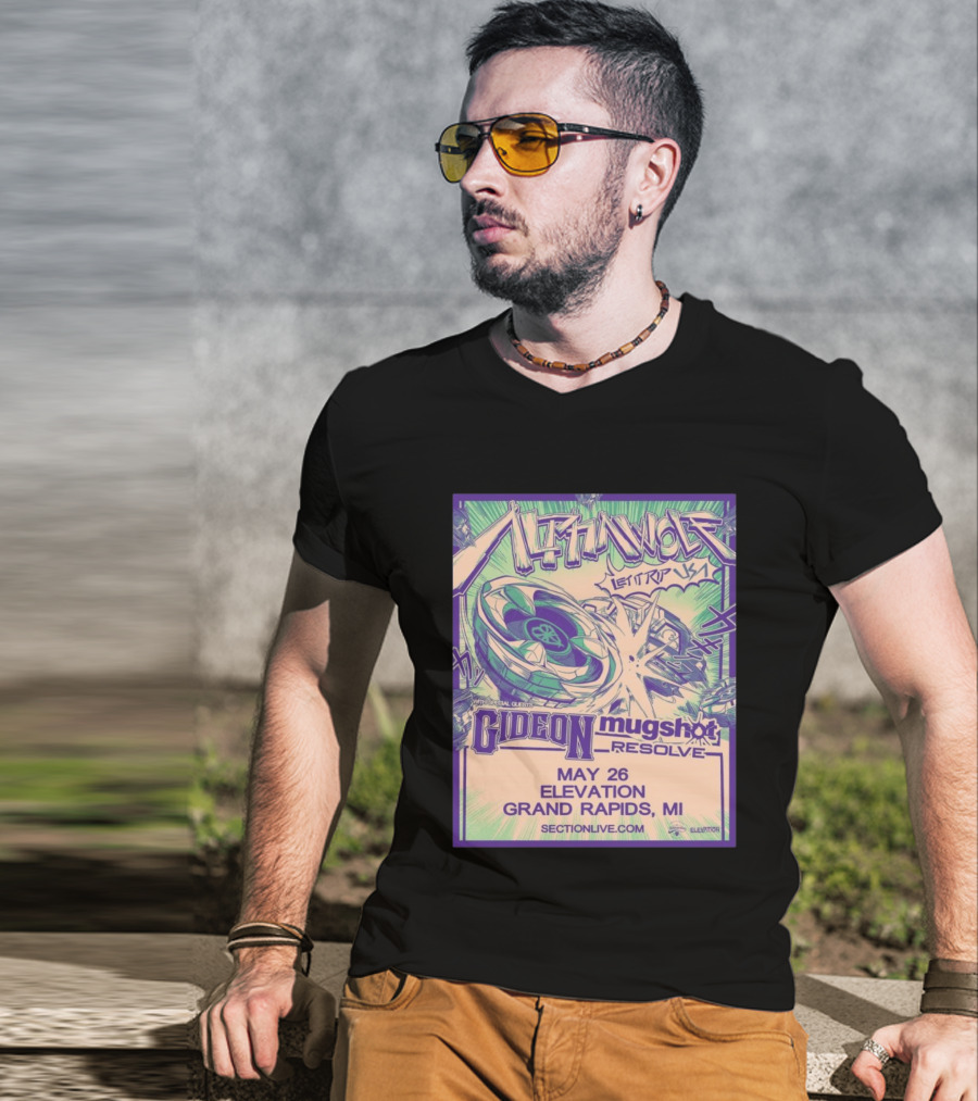 Alpha Wolf Let It Rip USA Tour 2026 May 26 Grand Rapids MI Gideon Shot Resolve T-Shirt