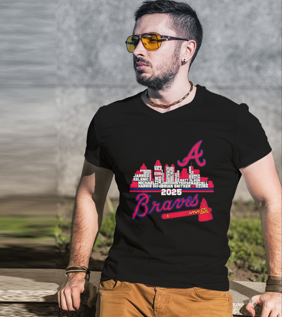 Atlanta Braves Players City Skyline 2025 T-Shirt
