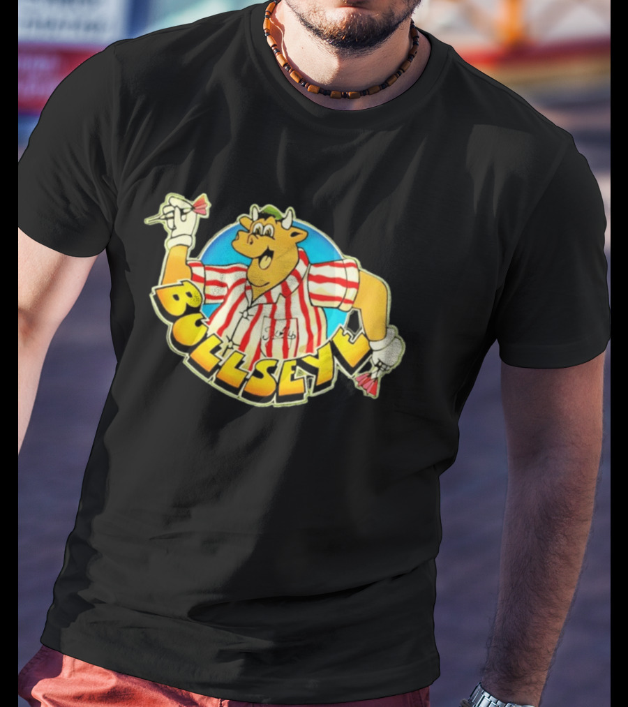 Bullseye Cartoon Bull With Darts Retro TV Show T-Shirt