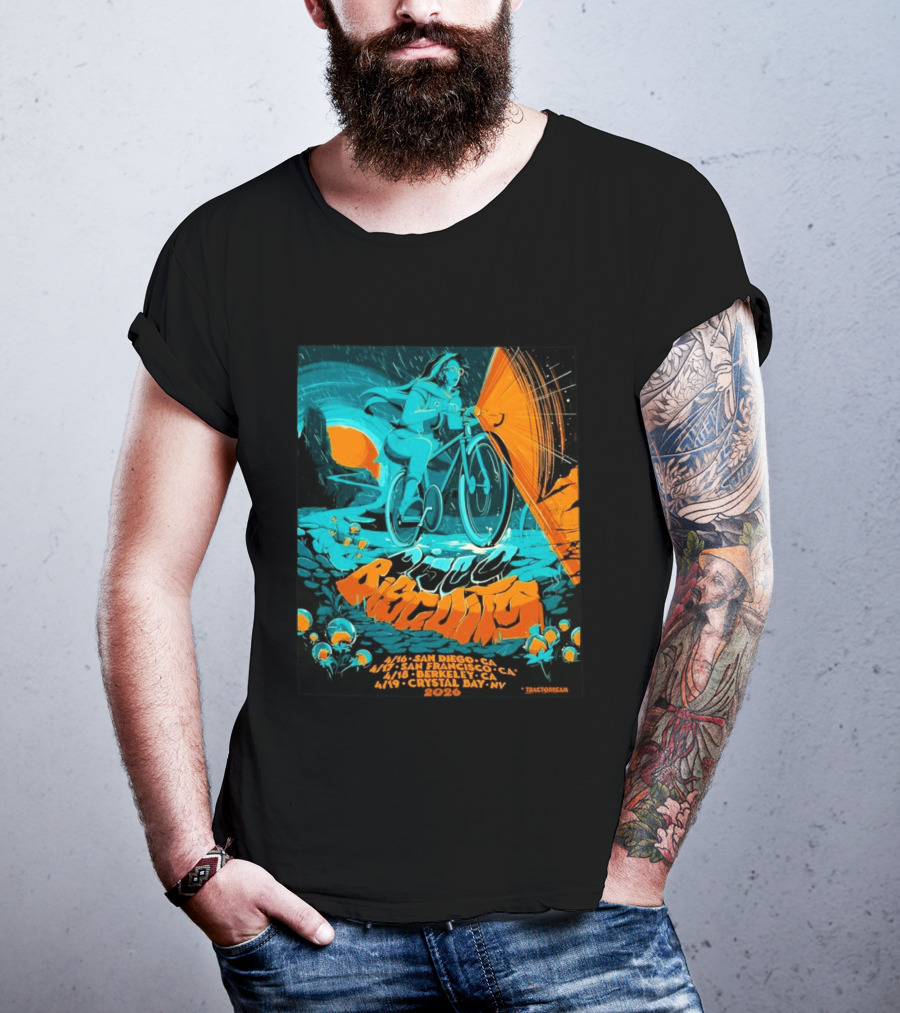 Bicycle Day Tour The Disco Biscuits West Coast April 2026 San Diego San Francisco Berkeley Crystal Bay T-Shirt