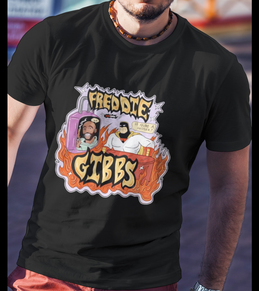 Freddie Gibbs Cartoon Space Ghost So You're A Hustler Flame T-Shirt