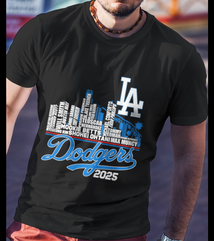 Los Angeles Dodgers 2025 City Skyline Name Players T-Shirt