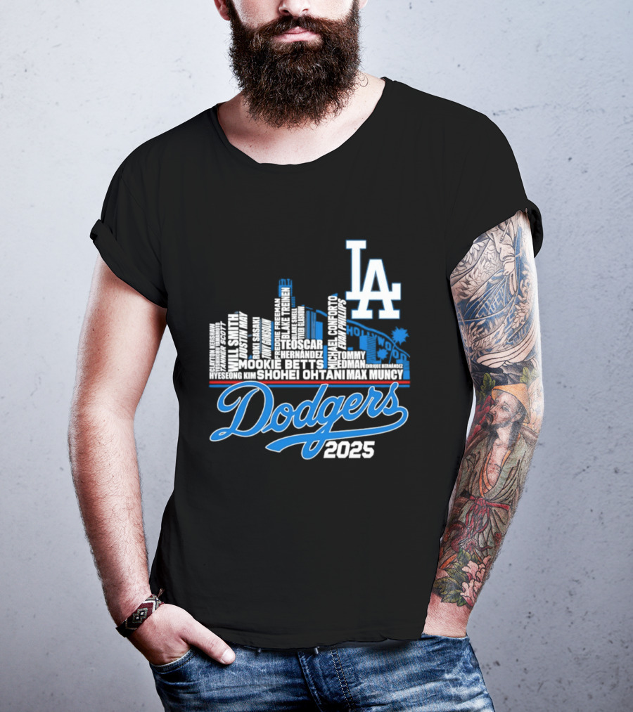 Los Angeles Dodgers 2025 City Skyline Name Players T-Shirt