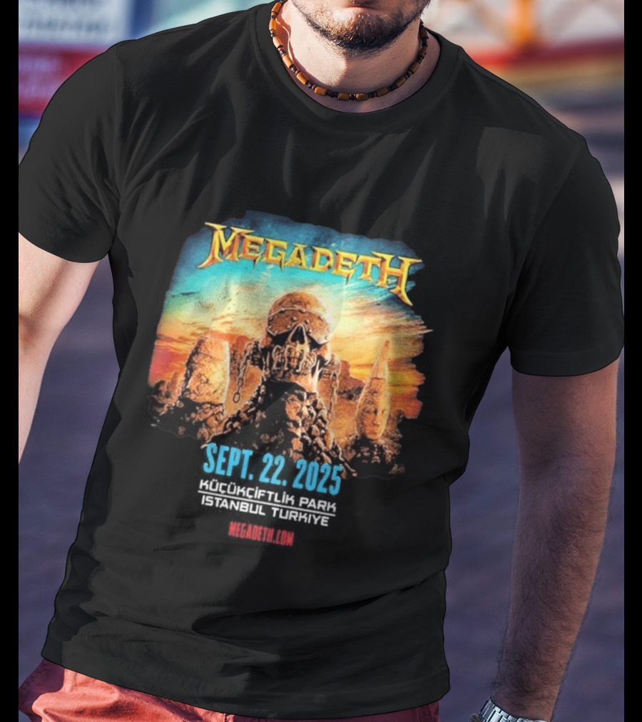 Megadeth September 22 2025 Küçükçiftlik Park Istanbul Turkey Skull T-Shirt