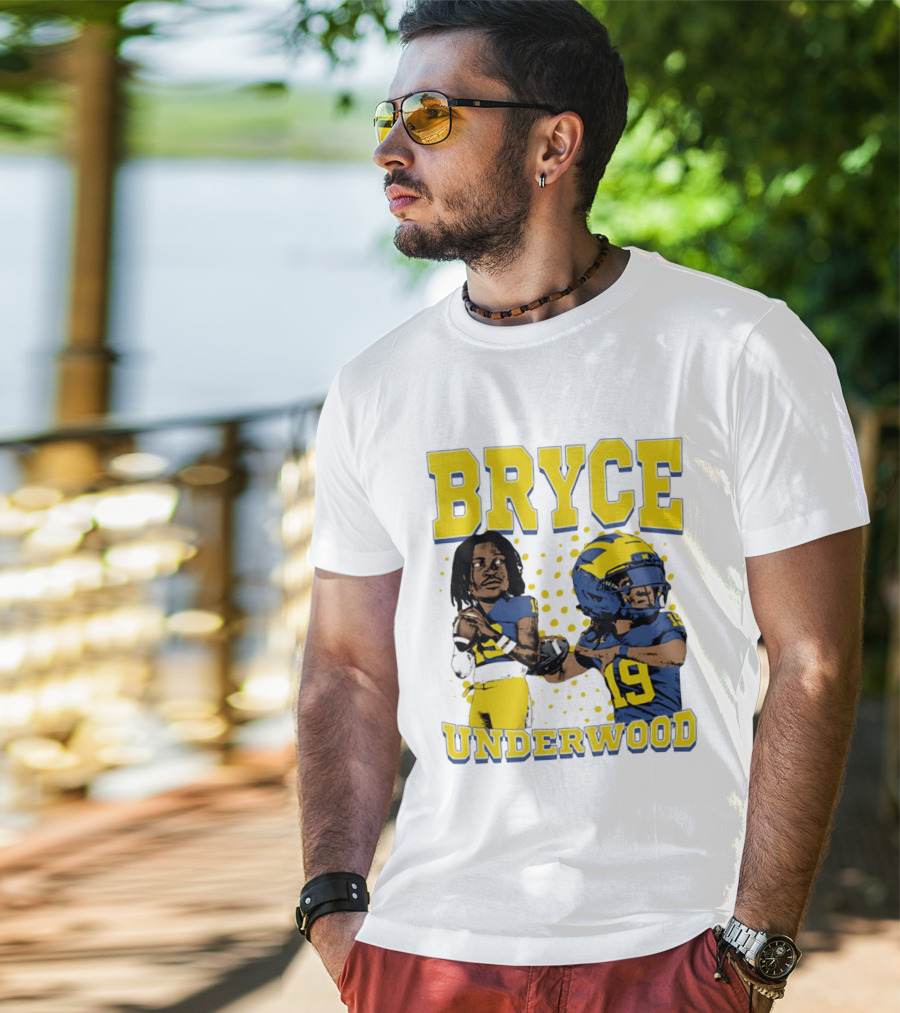 Bryce Underwood Michigan Blue And Yellow Football Caricature 19 T-Shirt