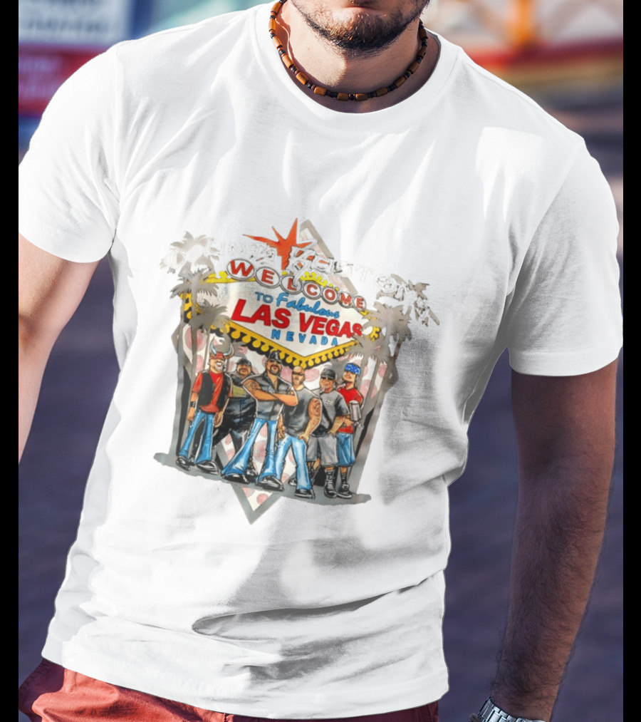 Count's Kustoms Welcome To Fabulous Las Vegas Nevada Sign With Crew Illustrations T-Shirt