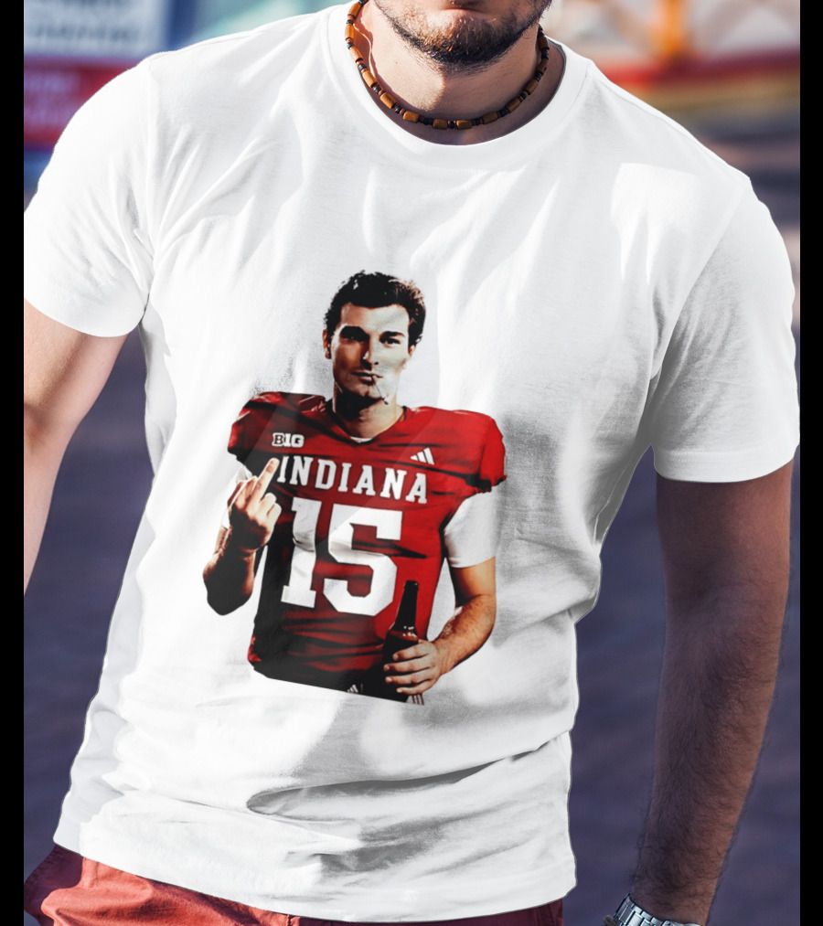Indiana Hoosiers 15 Middle Finger Smoking Football Player T-Shirt