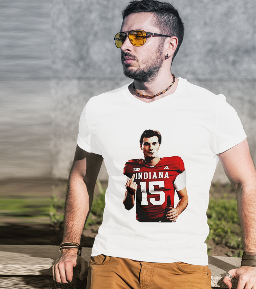 Indiana Hoosiers 15 Middle Finger Smoking Football Player T-Shirt