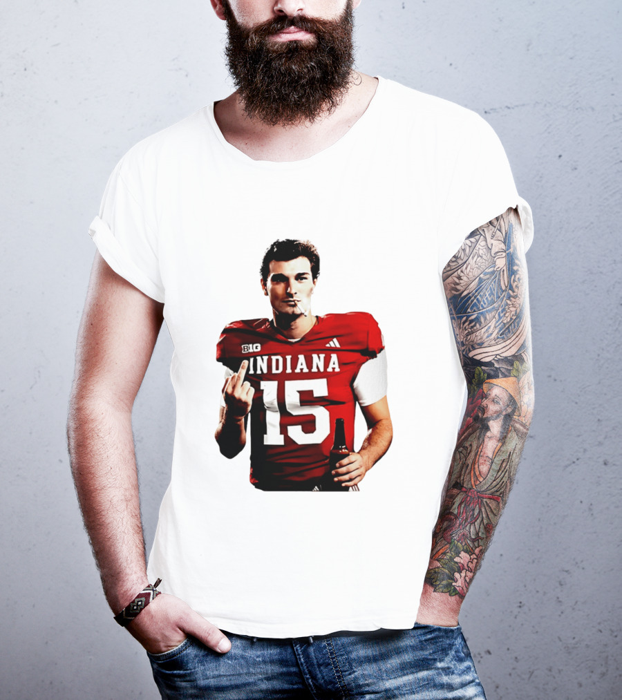Indiana Hoosiers 15 Middle Finger Smoking Football Player T-Shirt