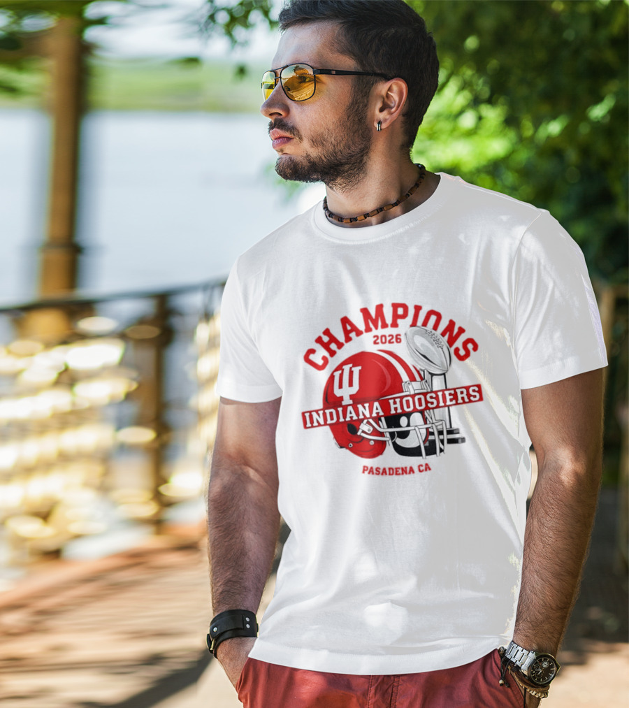 Indiana Hoosiers 2026 Champions Helmet Trophy Football Victory T-Shirt