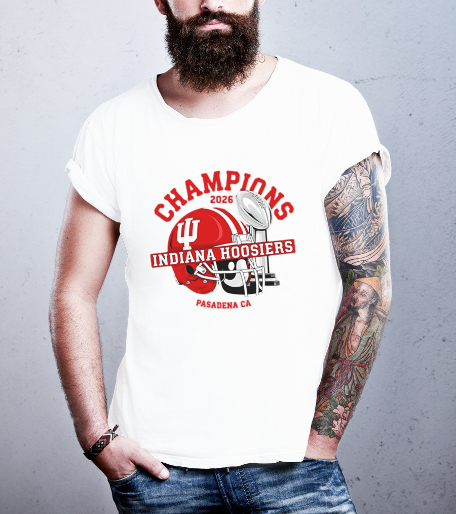Indiana Hoosiers 2026 Champions Helmet Trophy Football Victory T-Shirt