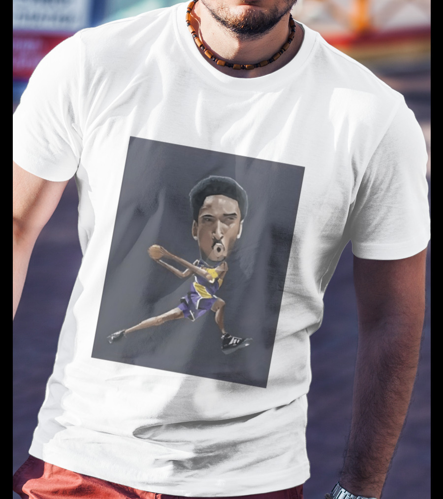 Kobe Bryant Caricature In Lakers Basketball Jersey T-Shirt