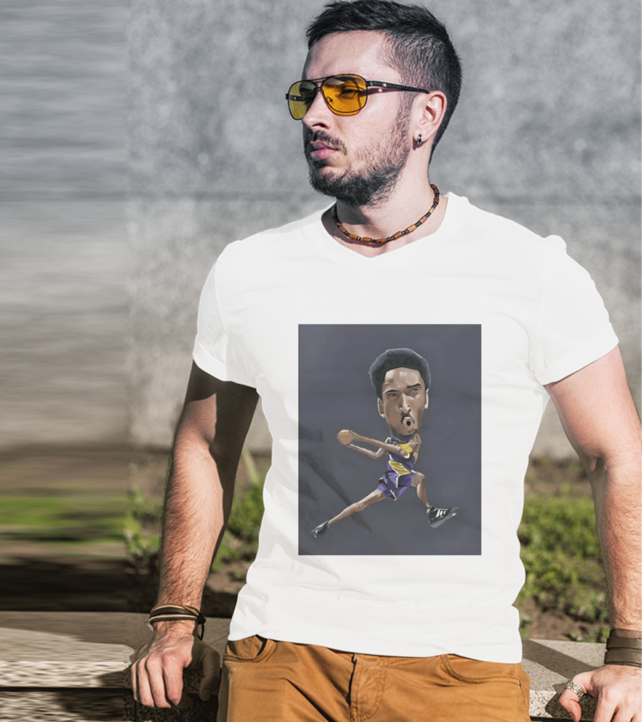 Kobe Bryant Caricature In Lakers Basketball Jersey T-Shirt
