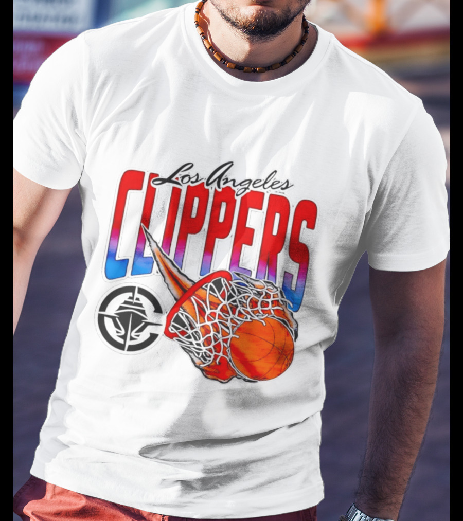 Los Angeles Clippers Basketball Flaming Hoop T-Shirt