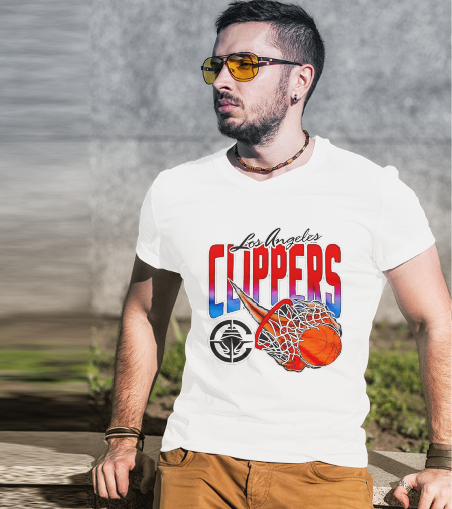 Los Angeles Clippers Basketball Flaming Hoop T-Shirt