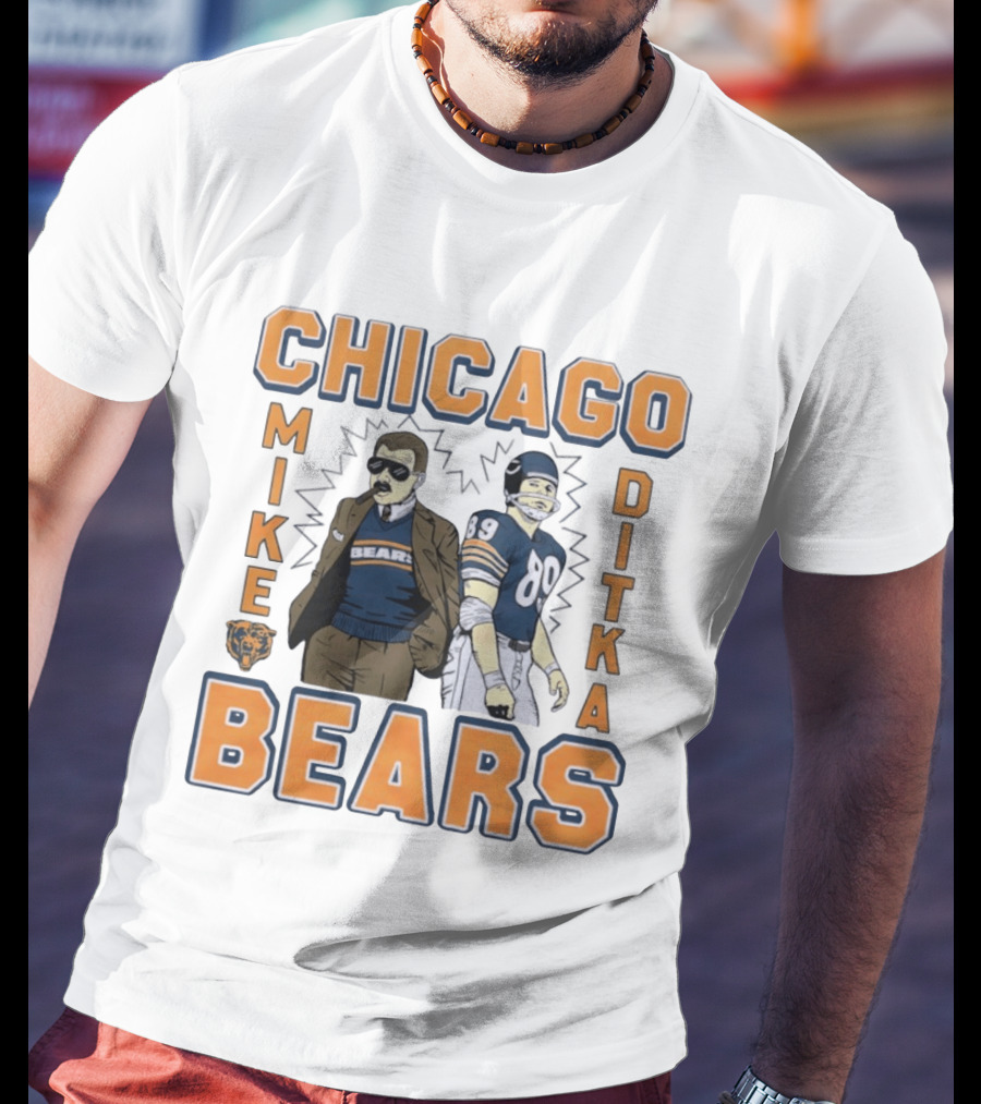 Mike Ditka Chicago Bears Retro Style Smoking Cigar T-Shirt