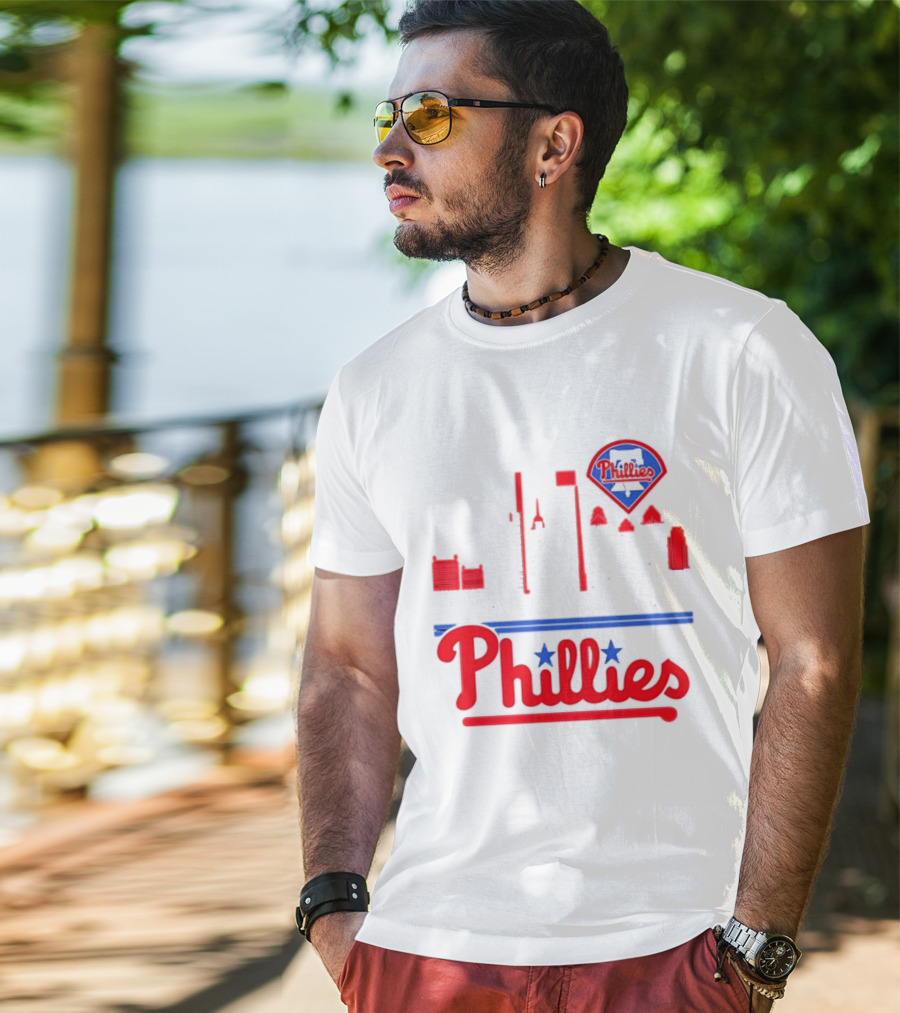 Philadelphia Phillies 2025 City Skyline And Players Names T-Shirt