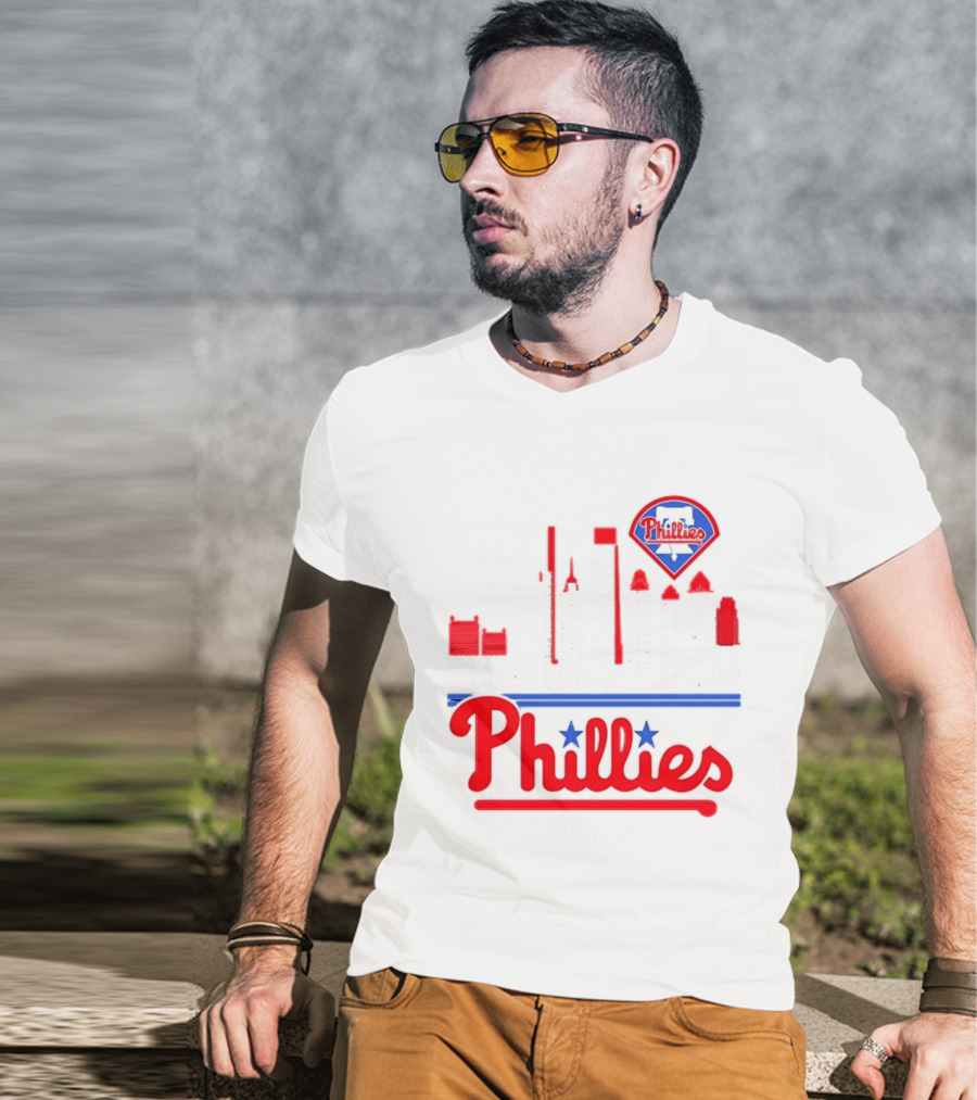 Philadelphia Phillies 2025 City Skyline And Players Names T-Shirt