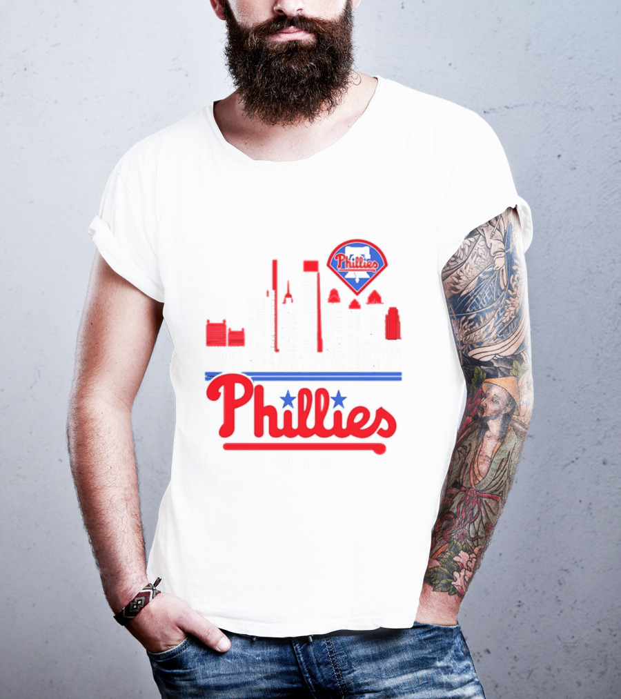 Philadelphia Phillies 2025 City Skyline And Players Names T-Shirt