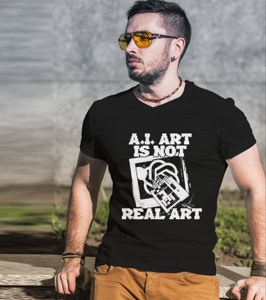 A.I. Art Is Not Real Art Keyboard T-Shirt