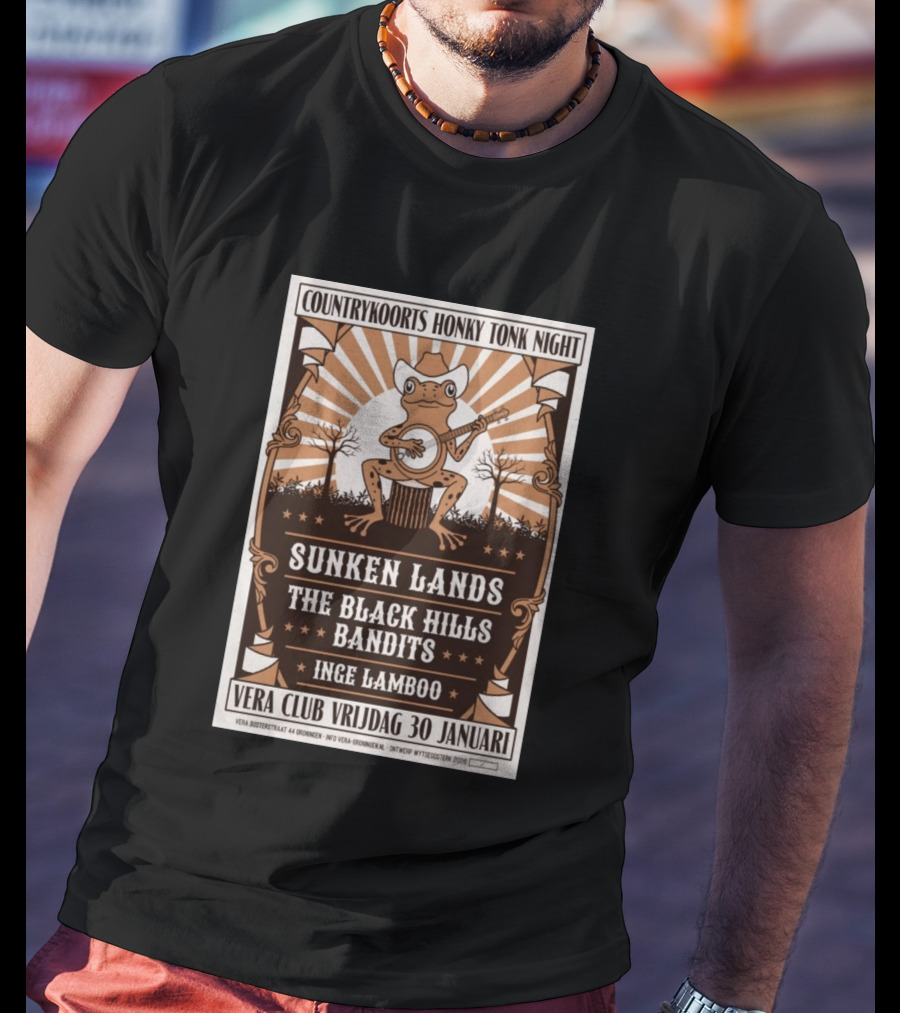 Countrykoorts Honky Tonk Night Sunken Lands Black Hills Bandits Inge Lamboo Vera Club Friday 30 Januari 2026 T-Shirt