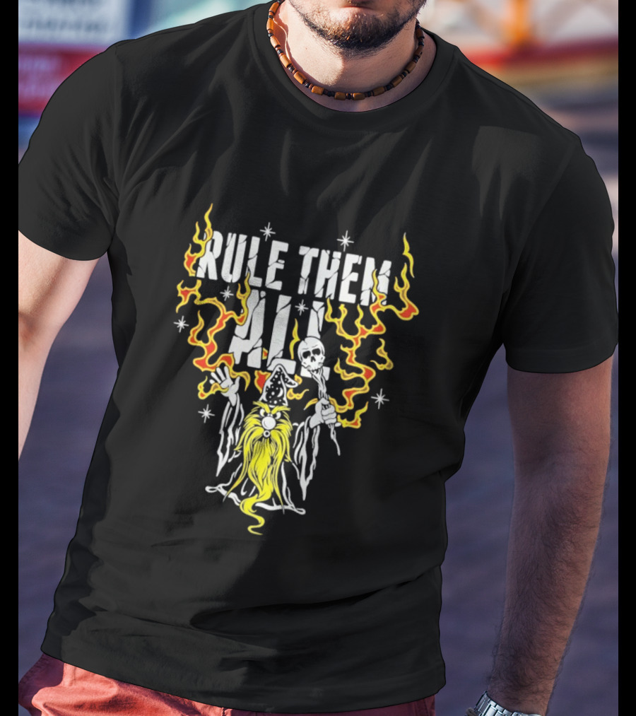 Rule Them All Wizard Flames Magic Power Wand And Stars T-Shirt