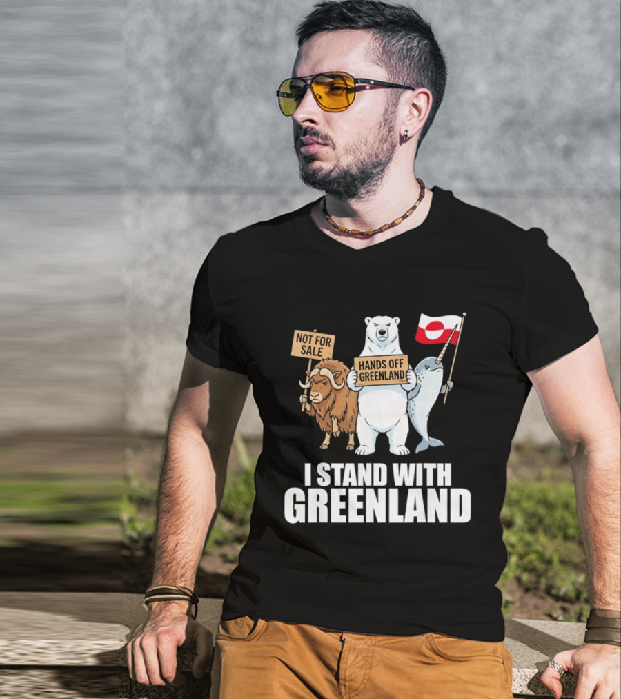 I Stand With Greenland Hands Off Greenland Not For Sale Flag Support Greenlanders T-Shirt