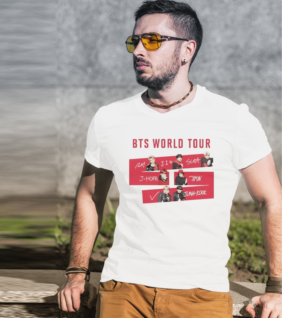 BTS World Tour RM Jin Suga J Hope Jimin V Jungkook T-Shirt