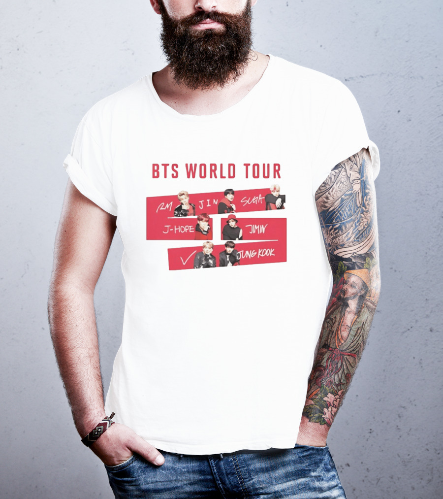 BTS World Tour RM Jin Suga J Hope Jimin V Jungkook T-Shirt