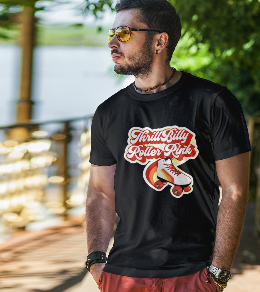 Thrill Billy Roller Rink Vintage Skate White Red Yellow T-Shirt