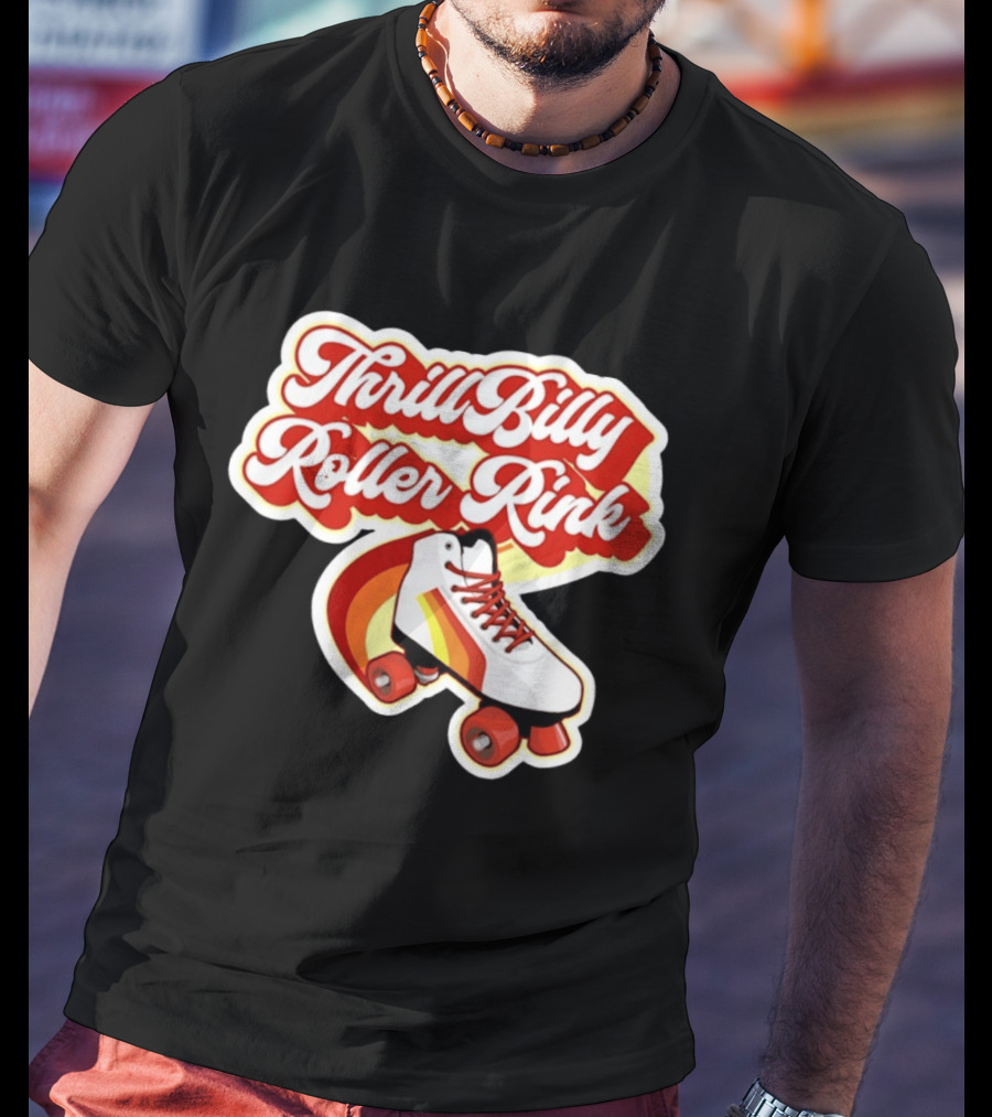 Thrill Billy Roller Rink Vintage Skate White Red Yellow T-Shirt