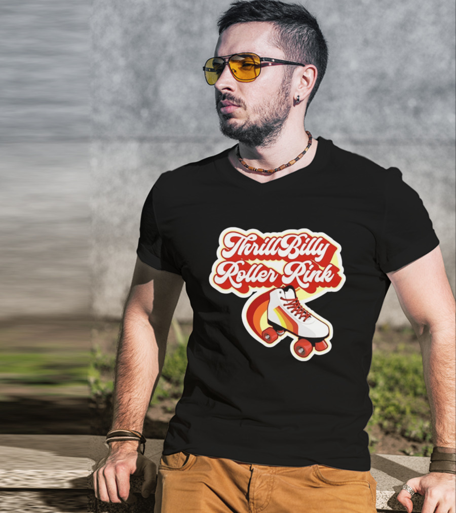 Thrill Billy Roller Rink Vintage Skate White Red Yellow T-Shirt