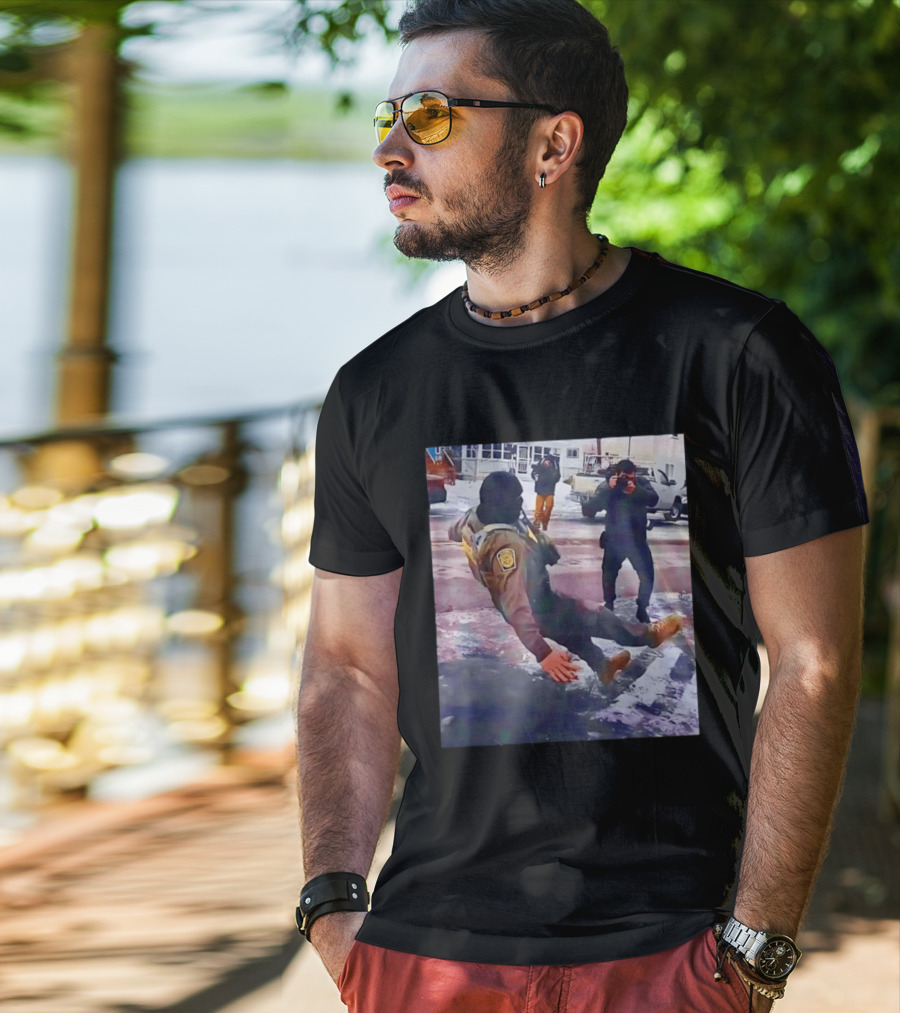 ICE Agent Slipping On Ice Captured In Epic Photo Moment T-Shirt