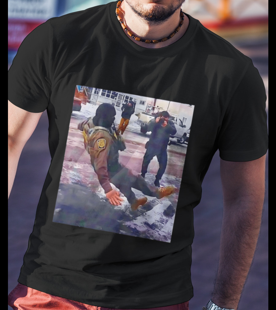 ICE Agent Slipping On Ice Captured In Epic Photo Moment T-Shirt