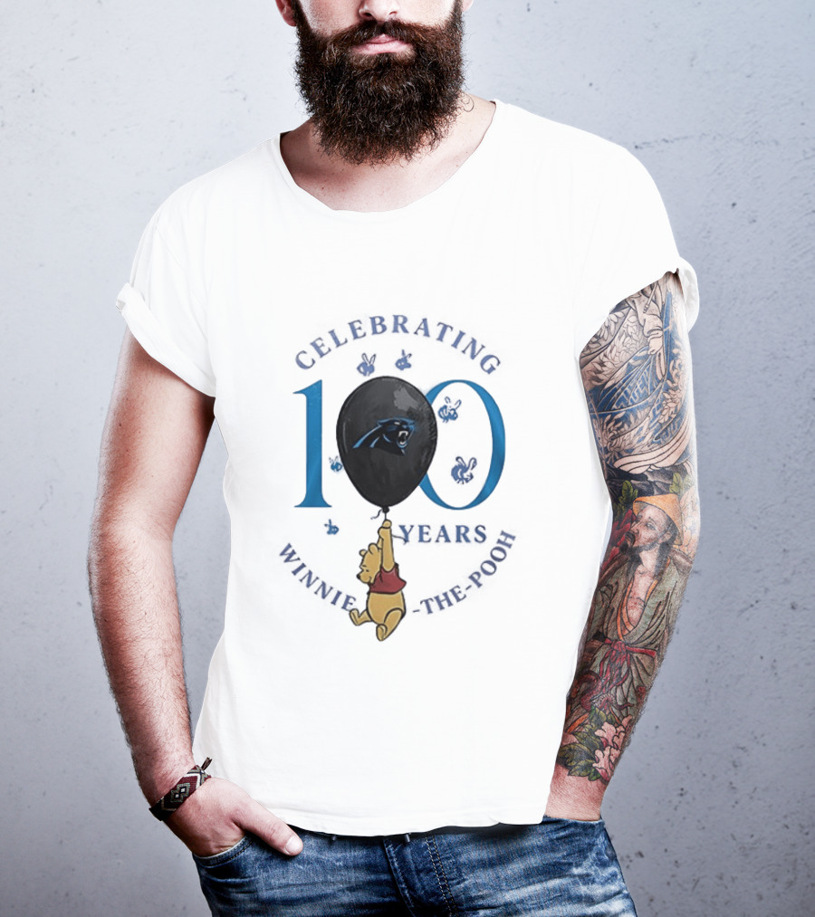 Carolina Panthers Winnie The Pooh 100th Anniversary Celebrating Years T-Shirt