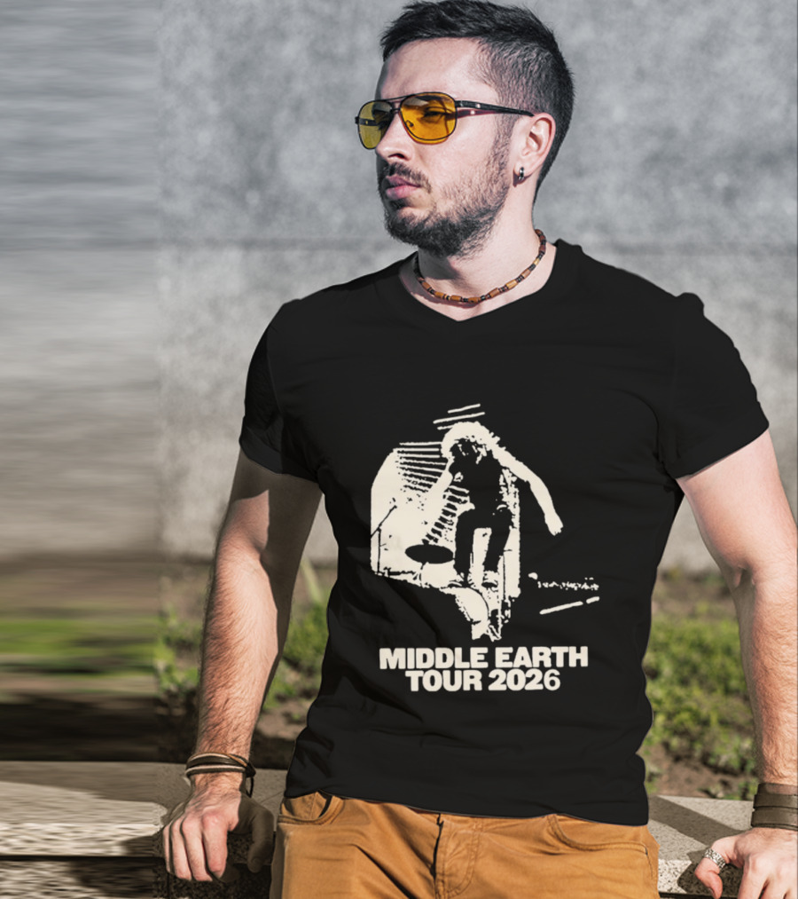 Jesse Welles Middle Earth Tour 2026 Sketch Style Concert Promotion T-Shirt