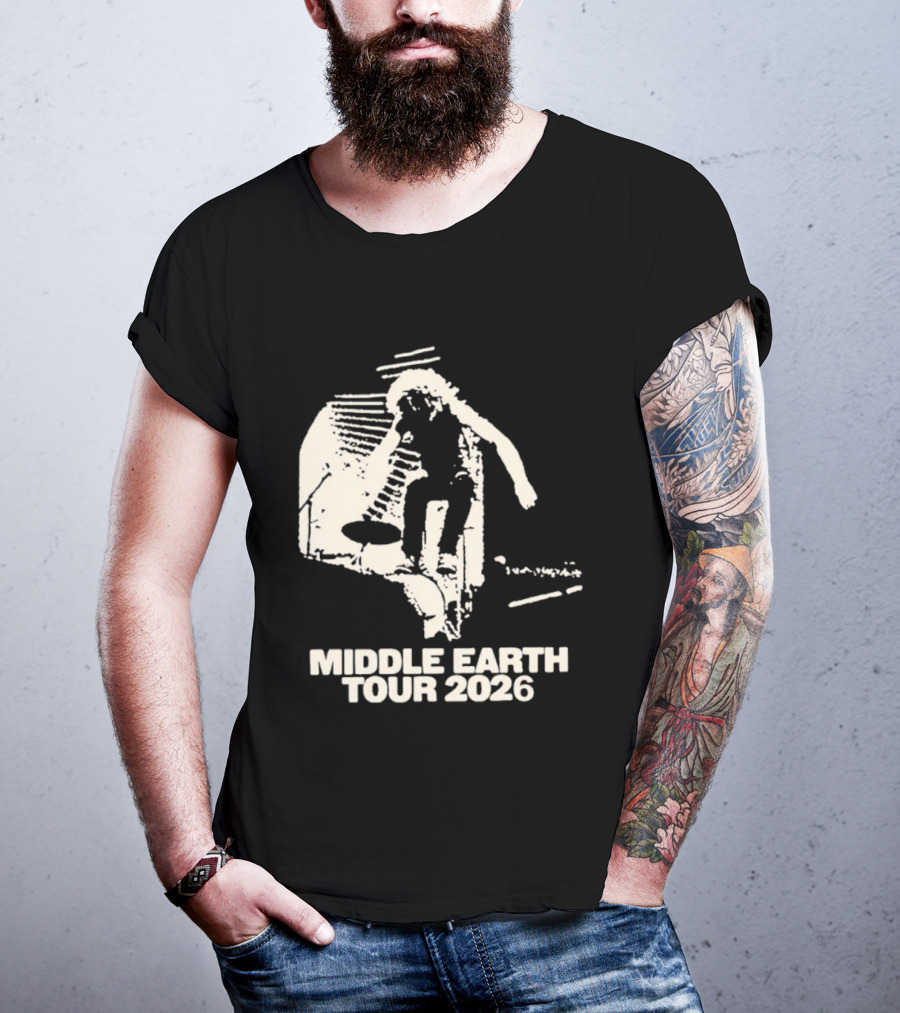 Jesse Welles Middle Earth Tour 2026 Sketch Style Concert Promotion T-Shirt