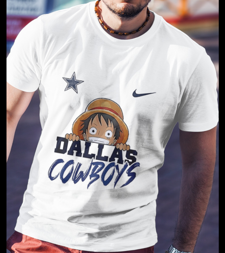 Dallas Cowboys One Piece Monkey D Luffy Nike Collaboration T-Shirt