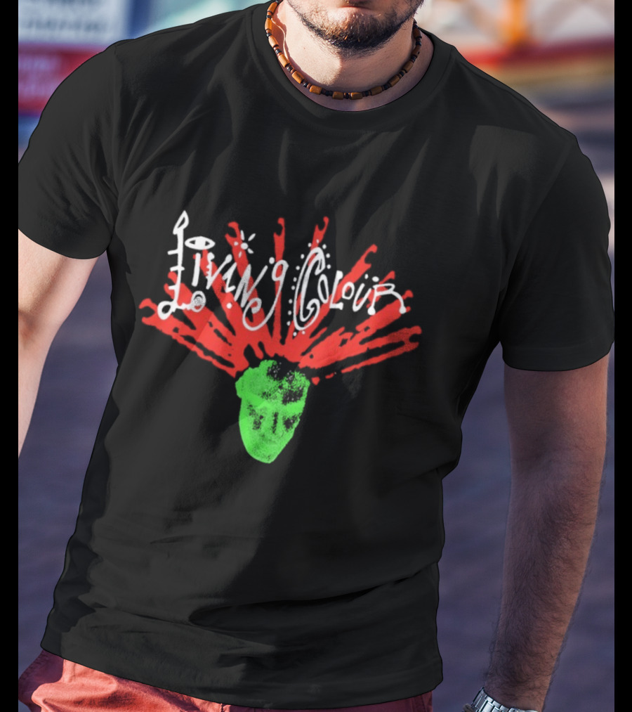 Living Colour Ray Head Simple Explosive Green T-Shirt