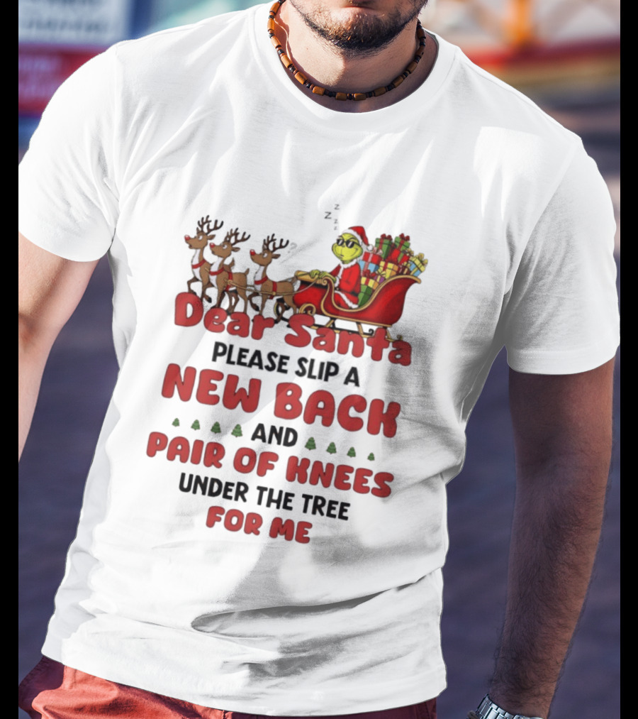 Dear Santa Grinch New Back Pair Of Knees Christmas Humor T-Shirt