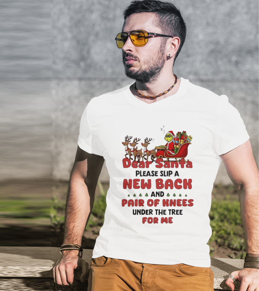Dear Santa Grinch New Back Pair Of Knees Christmas Humor T-Shirt