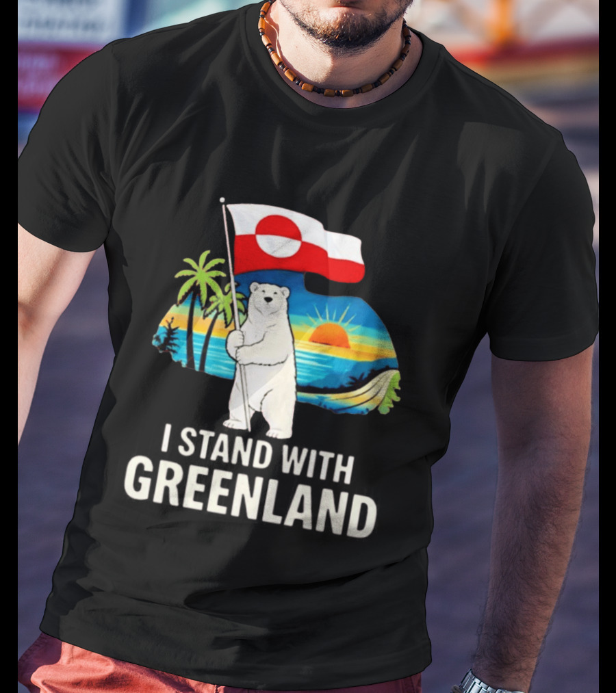 I Stand With Greenland Polar Bear Sunburst Scenery T-Shirt