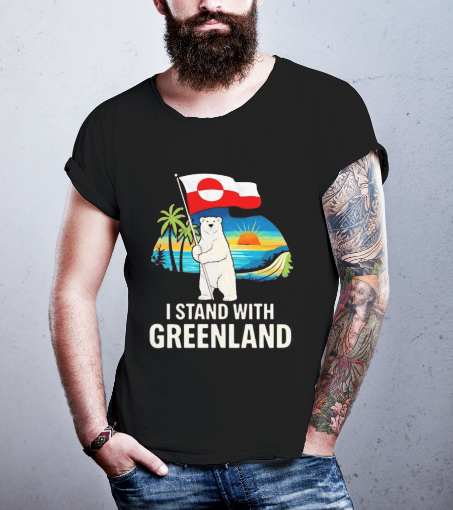 I Stand With Greenland Polar Bear Sunburst Scenery T-Shirt