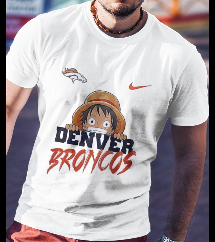 Denver Broncos One Piece Monkey D Luffy Anime Crossover Nike Collaboration T-Shirt