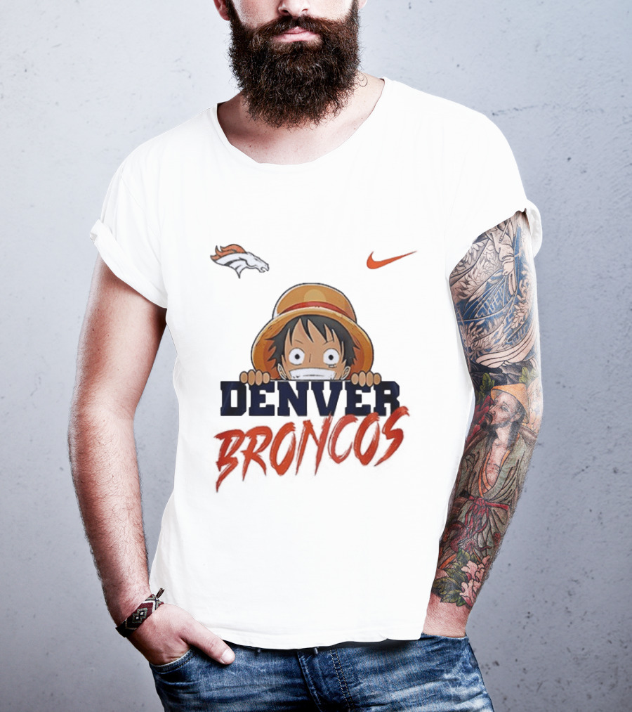 Denver Broncos One Piece Monkey D Luffy Anime Crossover Nike Collaboration T-Shirt