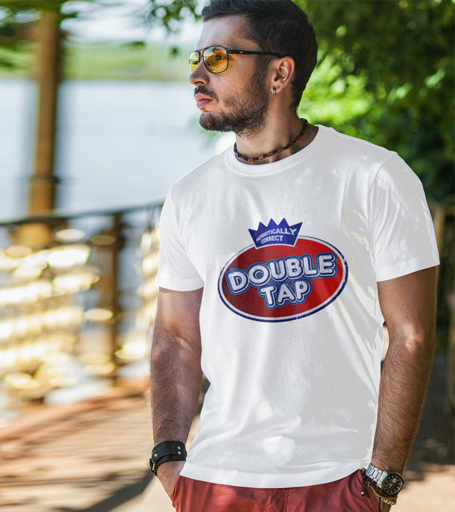 Patriotically Correct Double Tap Oval Design With Crown T-Shirt