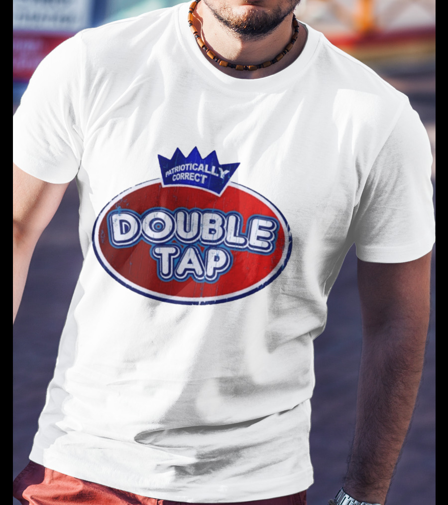 Patriotically Correct Double Tap Oval Design With Crown T-Shirt